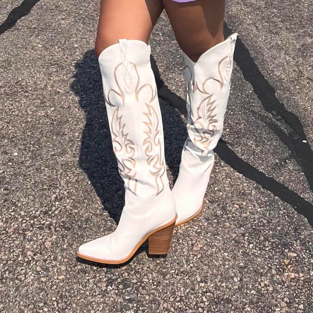 White Western tall Boots